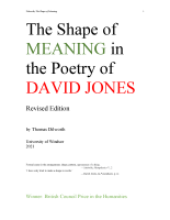 The Shape of Meaning in the Poetry of David Jones. Revised edition. By Thomas Dilworth. University of Windsor, 2021.