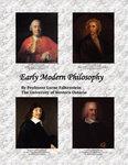 Book cover titled “Early Modern Philosophy”. The cover features a grid of four painted portraits of historical figures set against a light background. The title appears in the center above the portraits, with the author’s name, Lorne Falkenstein, below. The design is simple and academic in style, with muted tones and a university press logo near the bottom.